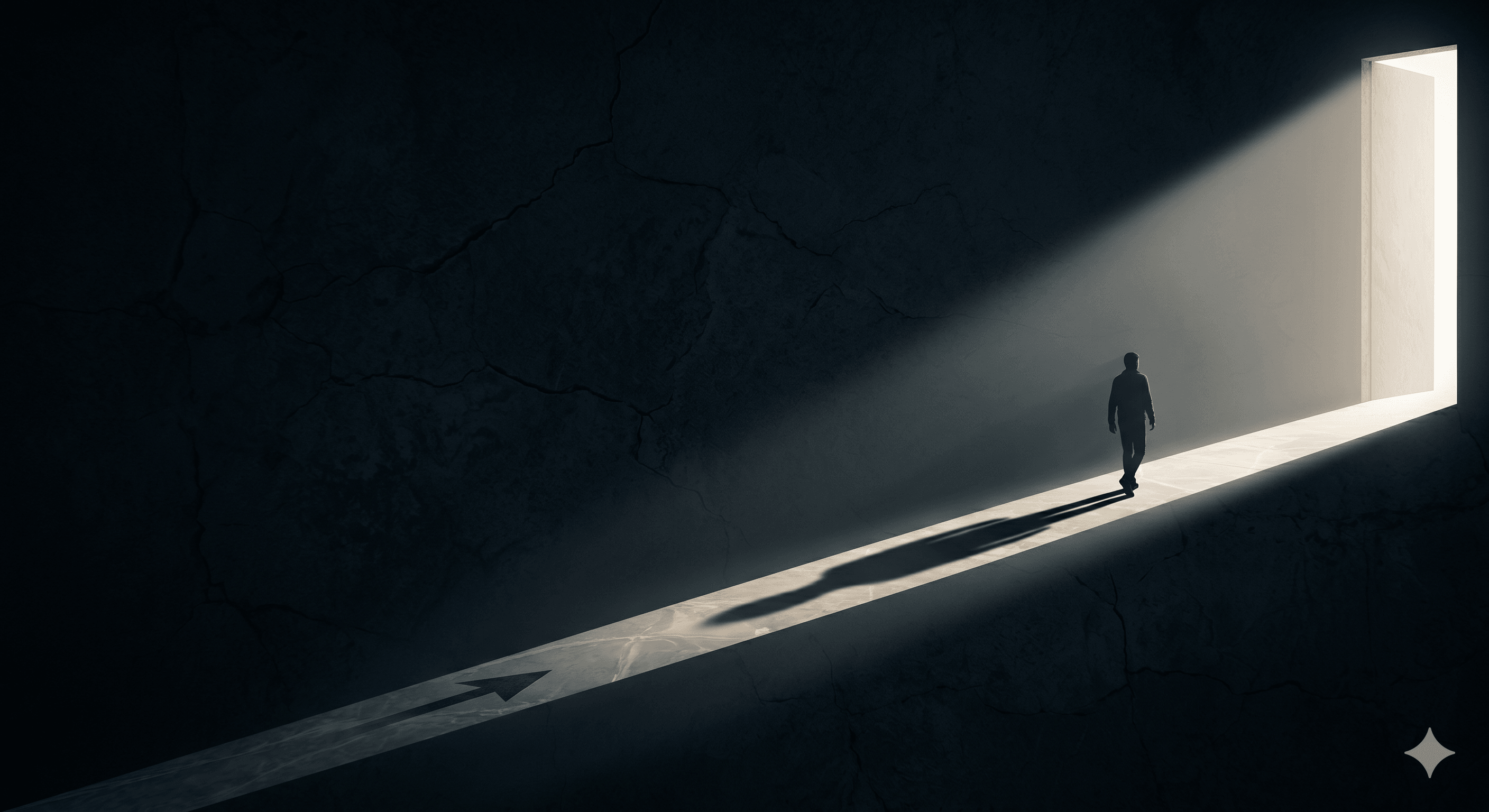 Person taking a narrow path forward.