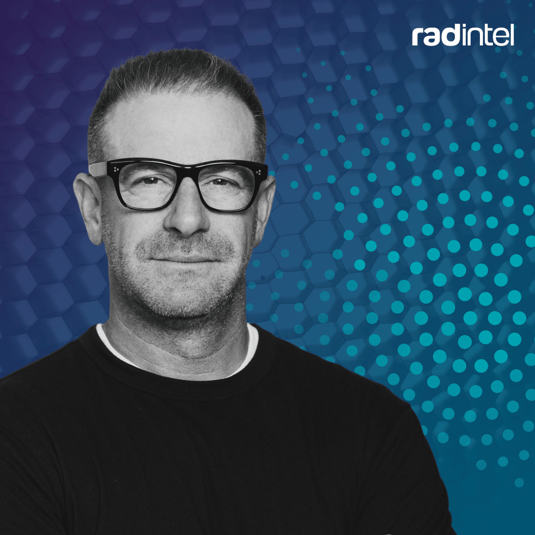 Jeremy Barnett, CEO of RAD Intel, on Buy Hold Sell podcast with RAD Intel branded background