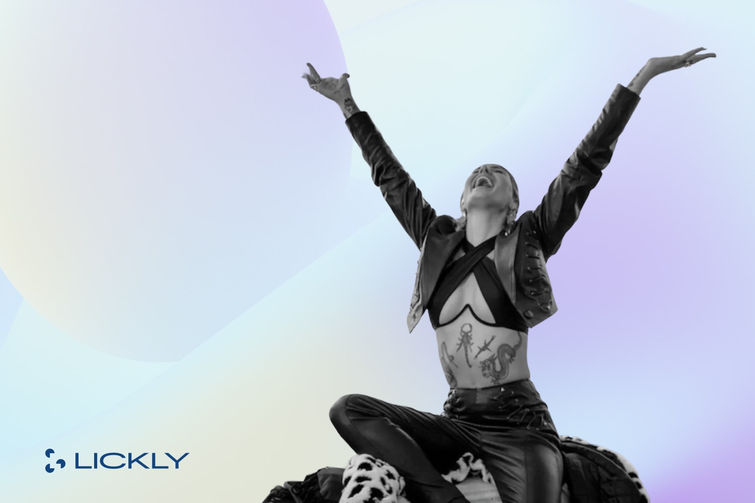 Lickly logo with girl holding her arms up