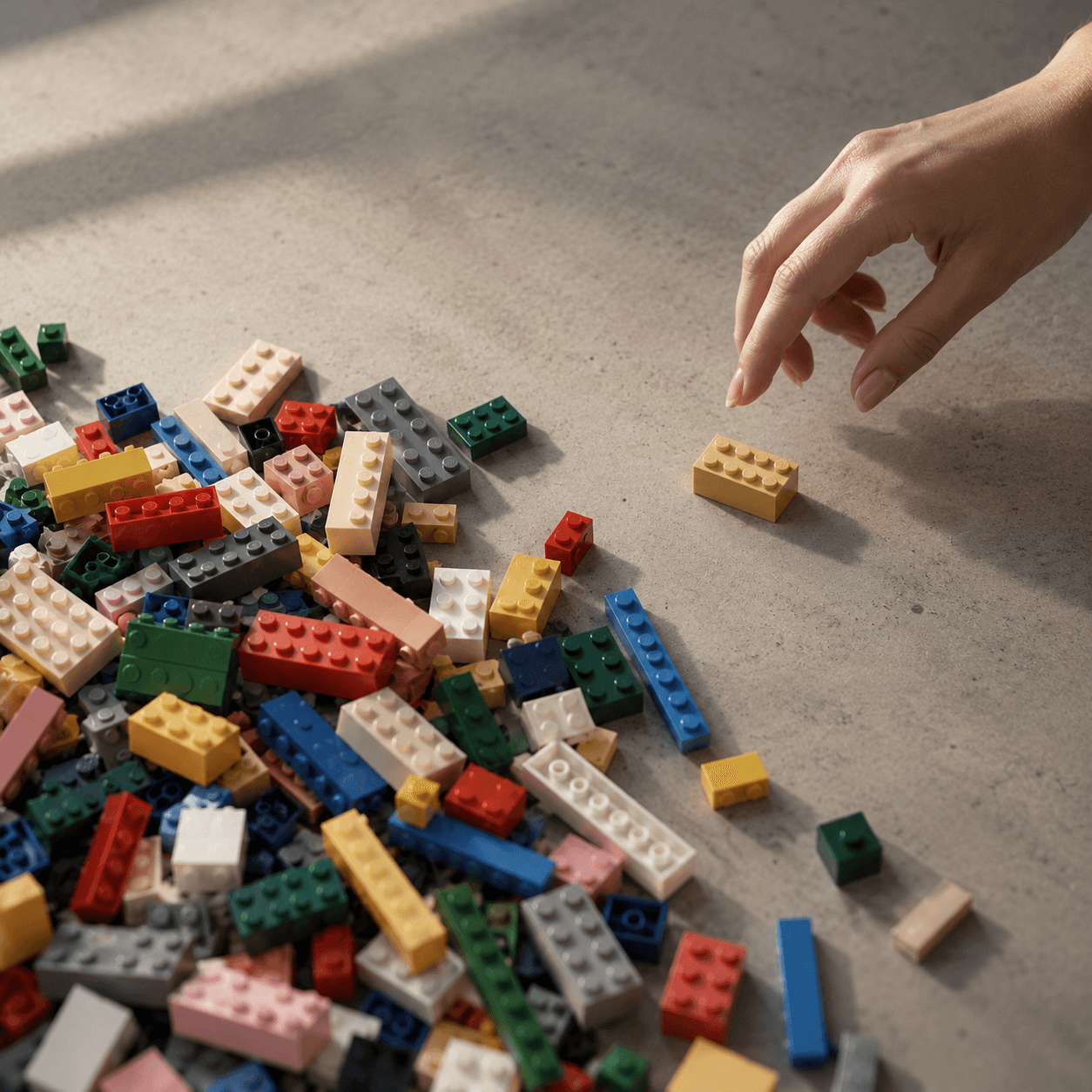 A senior marketer from RAD Intel choosing a LEGO piece out of a pile.