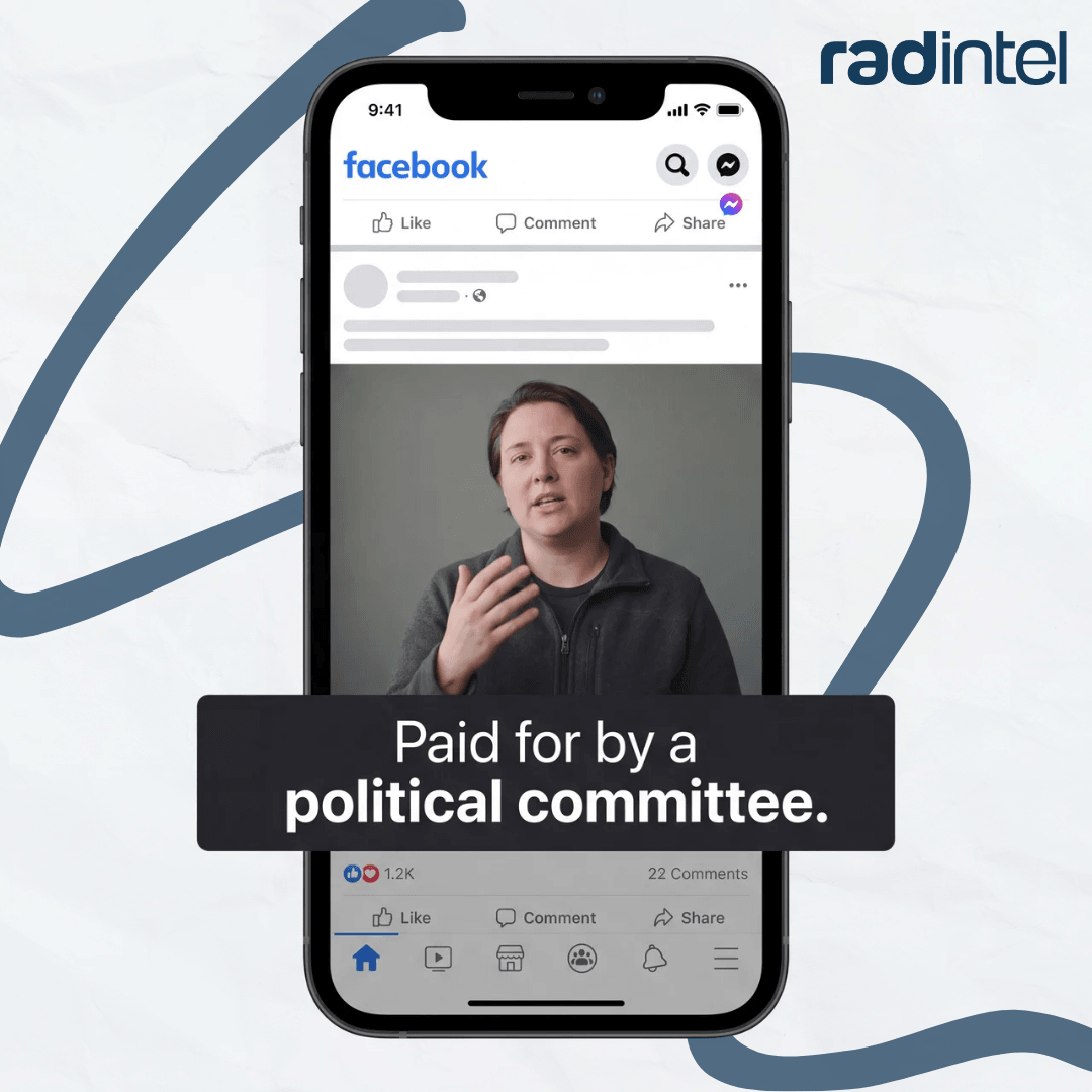 A Facebook post from a creator with a paid for political committee banner on it.