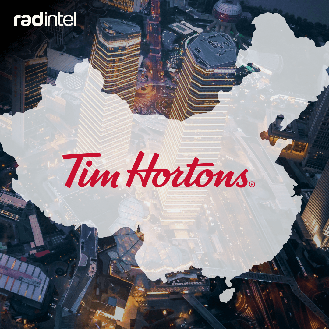 Tim Hortons logo overlaid across China.