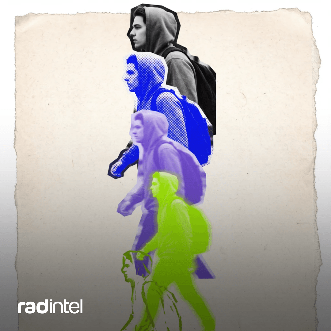 The same young man in a hoodie repeated in shifting colors and styles, suggesting a person changing over time.